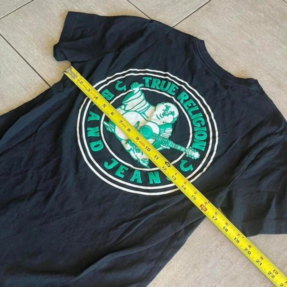 True‎ Religion black t-shirt with green logo